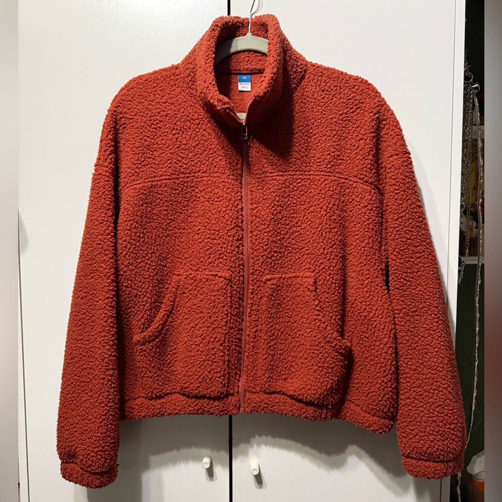 Old navy Cozy Sherpa cropped Jacket  - Rust